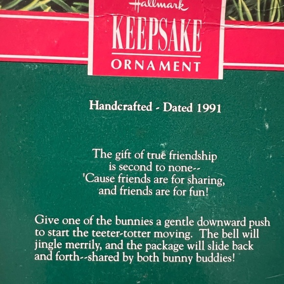 1991 hallmark ornament keepsake collection FRIENDS ARE FUN - Picture 2 of 3
